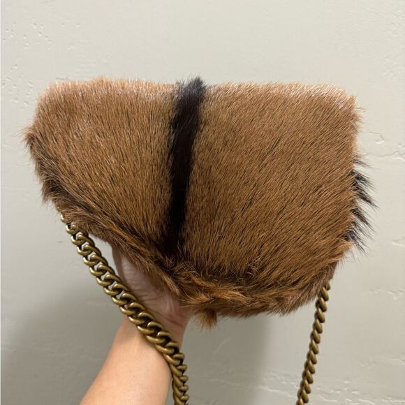 Handmade Asymmetric Leather Shoulder Bag/Hair On Goat- hide Saddle Bag/Crossbody - Picture 10 of 16